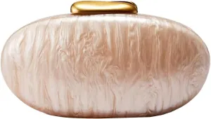 Halemet Acrylic Shell Shaped Clutch Purses Women Glossy Irregular Bag Acrylic Evening Bag with Chain Cocktail Party Wedding