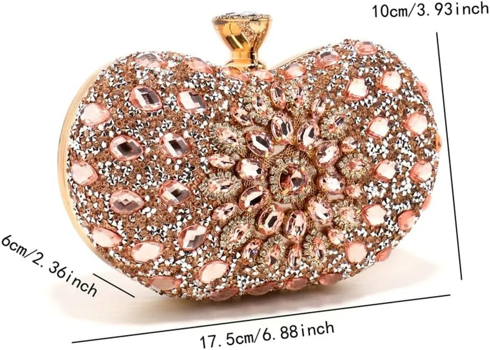 Halemet Rhinestone Cashew Shape Clutch Purses for Women Sparkly Rhinestone Evening Bag Luxury Wedding Purse Party Accessories