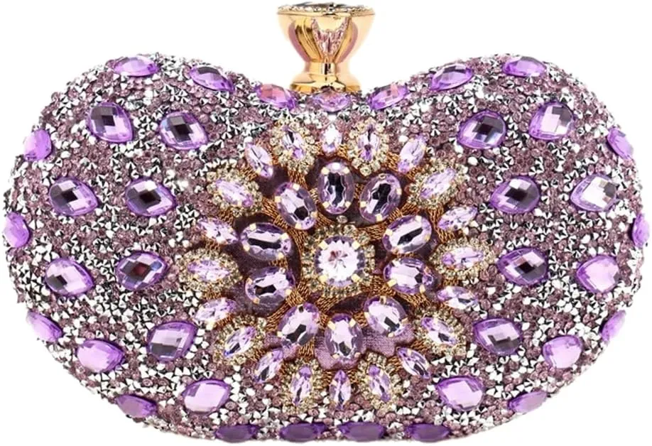 Halemet Rhinestone Cashew Shape Clutch Purses for Women Sparkly Rhinestone Evening Bag Luxury Wedding Purse Party Accessories