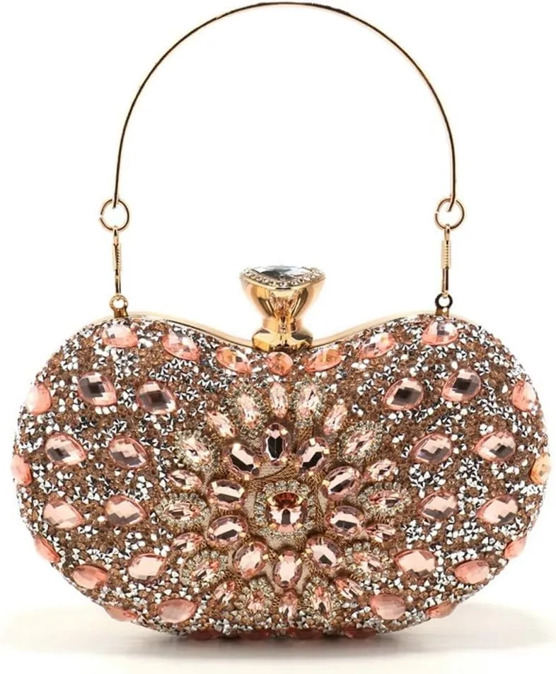 Halemet Rhinestone Cashew Shape Clutch Purses for Women Sparkly Rhinestone Evening Bag Luxury Wedding Purse Party Accessories
