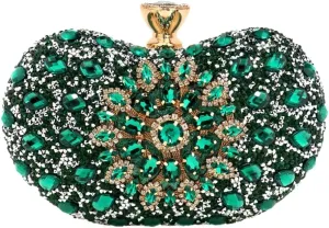 Halemet Rhinestone Cashew Shape Clutch Purses for Women Sparkly Rhinestone Evening Bag Luxury Wedding Purse Party Accessories