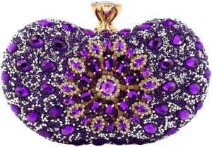 Halemet Rhinestone Cashew Shape Clutch Purses for Women Sparkly Rhinestone Evening Bag Luxury Wedding Purse Party Accessories
