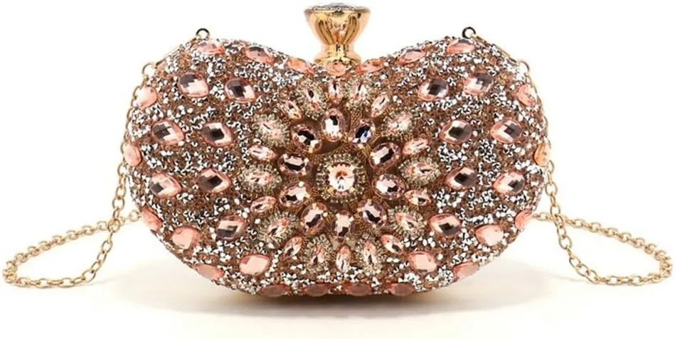 Halemet Rhinestone Cashew Shape Clutch Purses for Women Sparkly Rhinestone Evening Bag Luxury Wedding Purse Party Accessories