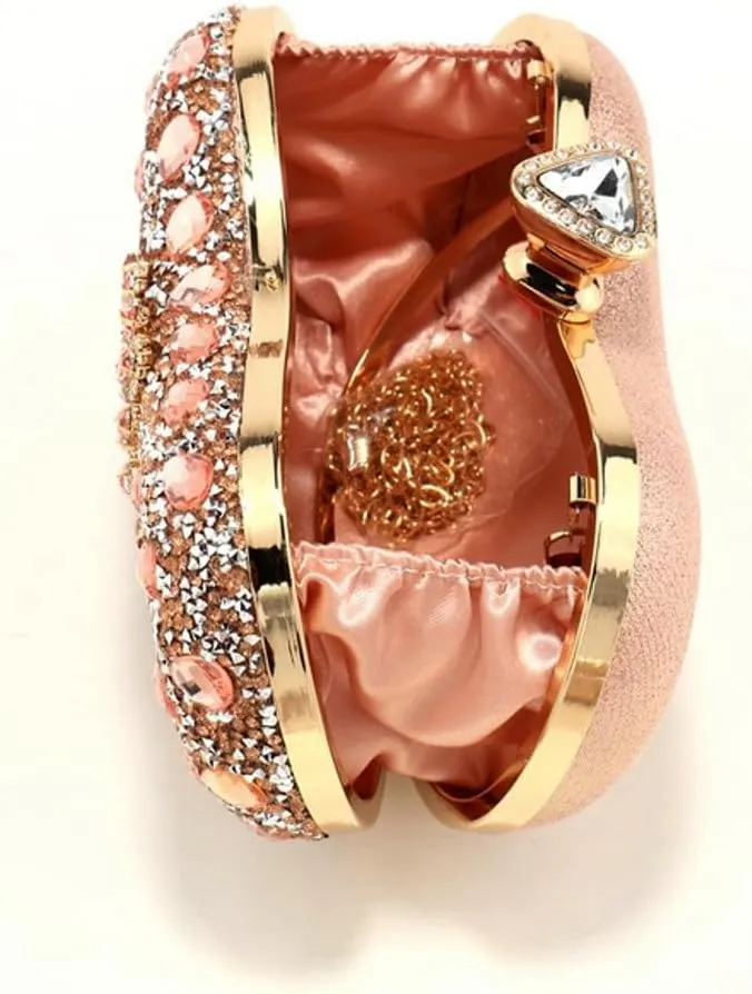 Halemet Rhinestone Cashew Shape Clutch Purses for Women Sparkly Rhinestone Evening Bag Luxury Wedding Purse Party Accessories