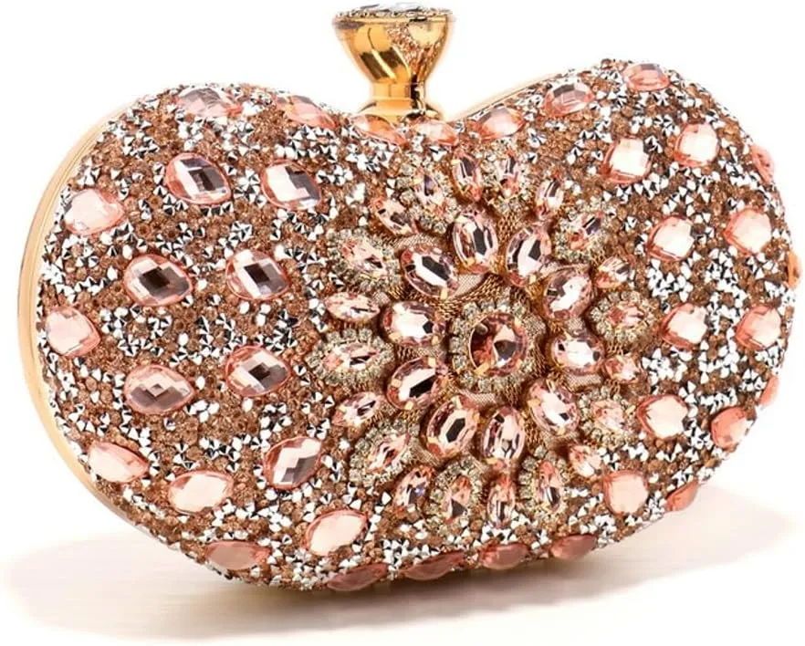 Halemet Rhinestone Cashew Shape Clutch Purses for Women Sparkly Rhinestone Evening Bag Luxury Wedding Purse Party Accessories