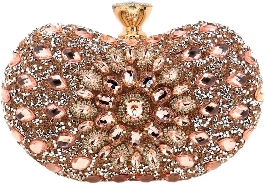 Halemet Rhinestone Cashew Shape Clutch Purses for Women Sparkly Rhinestone Evening Bag Luxury Wedding Purse Party Accessories