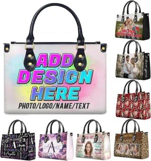 Handbag for Women, Custom Name Leather Tote Bag Gifts for Mom, Crossbody Purse for Shopping Work Business