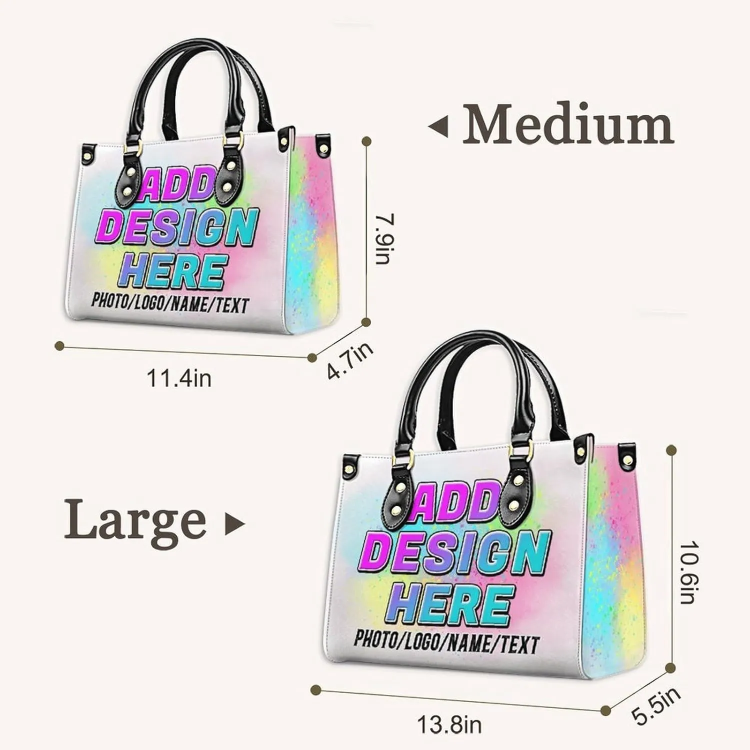 Handbag for Women, Custom Name Leather Tote Bag Gifts for Mom, Crossbody Purse for Shopping Work Business