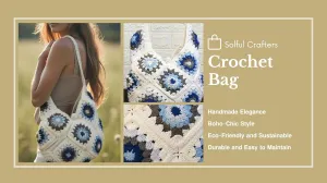 Handmade White Crochet Tote Bag - Floral Granny Square Design – Eco-Friendly Cotton Beach Bag, Boho Style Shoulder Bag for Women – Perfect for Travel, Shopping, Parties, and Daily Use