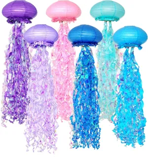 Hanging Jellyfish Lanterns Multi-Color 6 Pack - Ocean-Themed Decor for Under The Sea Mermaid Birthday Party Classroom & VBS Baby Shower Beach Theme