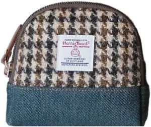 Harris Tweed Women’s Small Coin Purse | Period Bag | Canvas & Wool Change Pouch with YKK Zipper (No.3528)