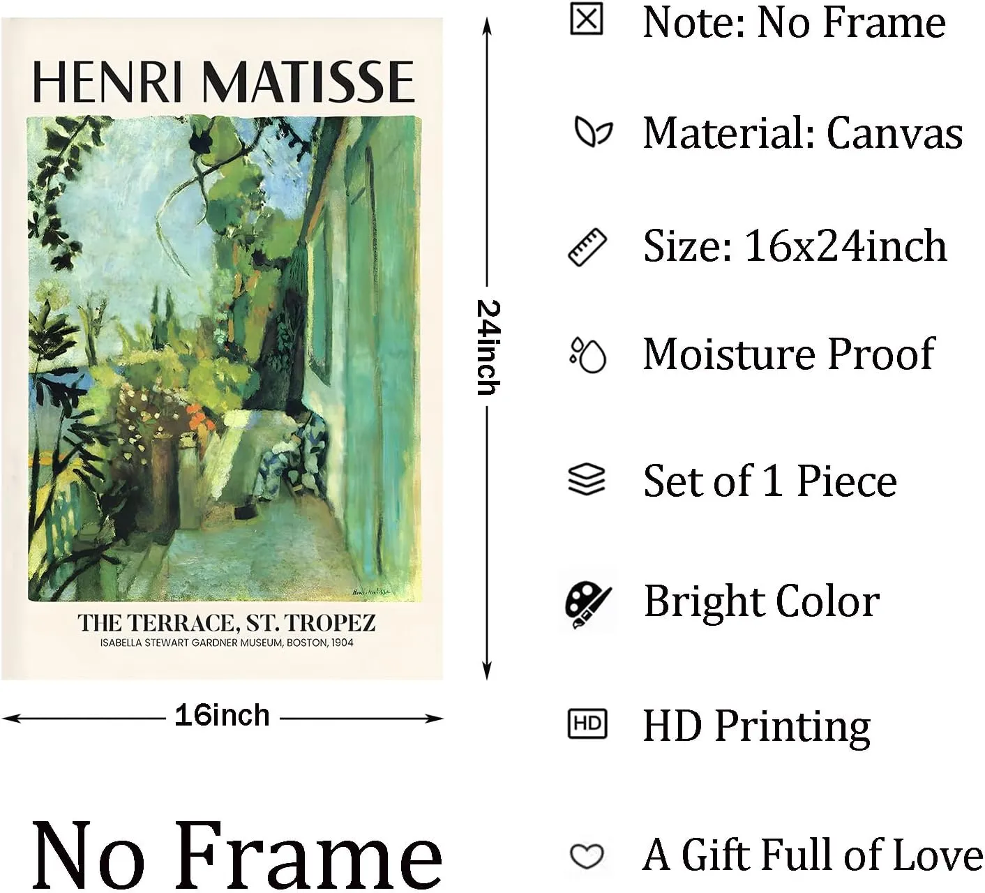 Henri Matisse Canvas Wall Art Green Abstract Landscape Henri Matisse Poster Matisse Windows Prints Henri Matisse Green Wall Art Abstract Matisse Green Farmhouse Pictures Living Room 16x24inch No Frame