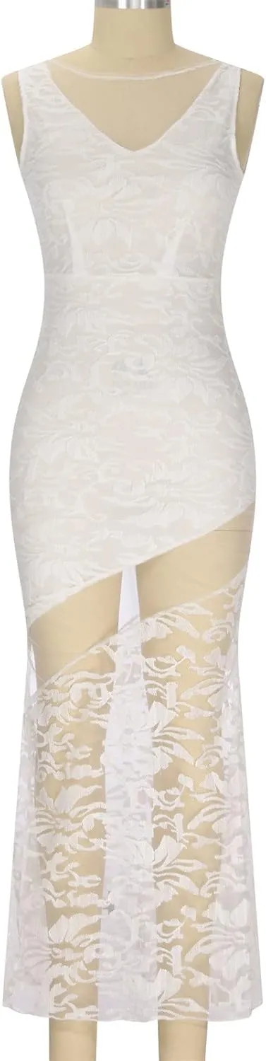 HGps8w Women Sleeveless Wedding Dresses Elegant Halter Neck Sheer Mesh Bridal Gowns Sexy Lace Formal Bridal Dresses
