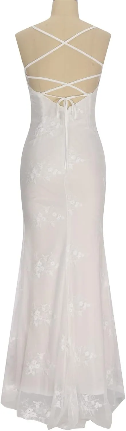 HGps8w Women Sleeveless Wedding Dresses Elegant Halter Neck Sheer Mesh Bridal Gowns Sexy Lace Formal Bridal Dresses