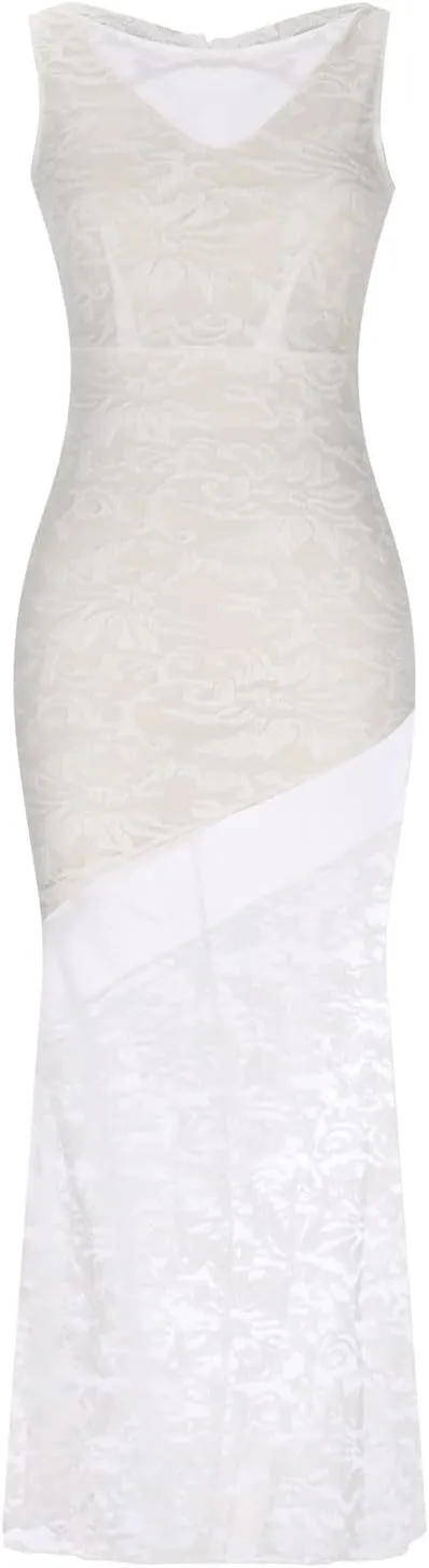 HGps8w Women Sleeveless Wedding Dresses Elegant Halter Neck Sheer Mesh Bridal Gowns Sexy Lace Formal Bridal Dresses