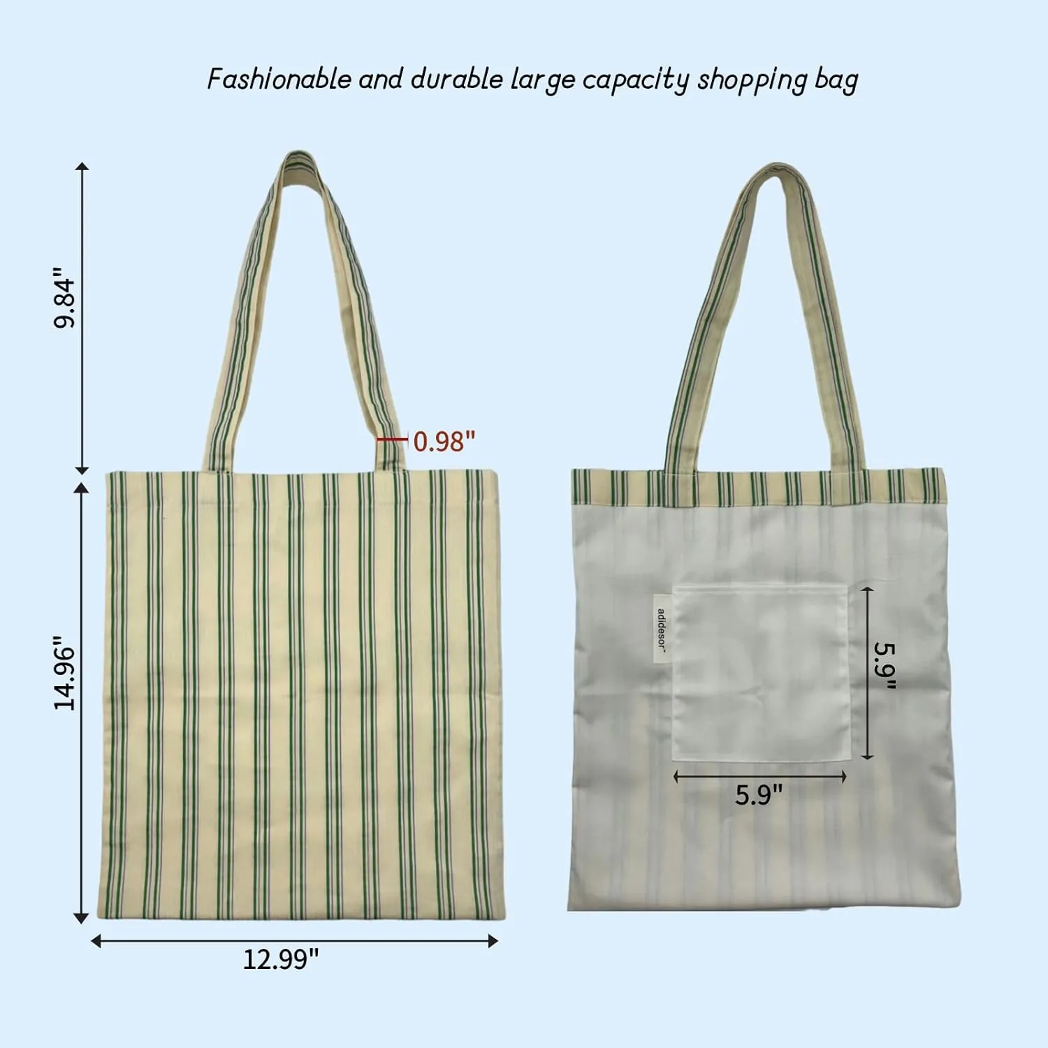High-Density Cotton Stylish Shoulder Bag for Women, Reusable Tote Bag for Grocery, Shopping, Beach Bag