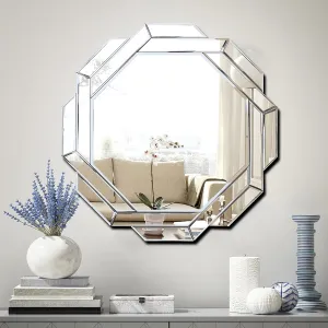 Hlartdecor Helicoid Frameless Beveled Wall Decor - Hexagon Silver Polished Mirror (27.6X27.6inches)