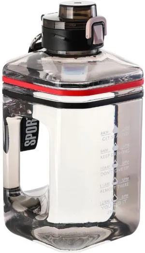 Honrane 2.2L Sports Water Bottle, Reusable Water Cup Portable Mug for Travel and Gym, Transparent Water Kettle Square Large Capacity Unisex Sport Water Bottle for Outdoor Black