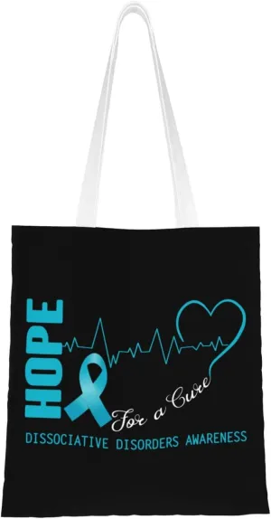 Hope For A Cure Dissociative Disorders Awareness Tote Bag for Women Canvas Tote Bags Reusable Shopping Bags Use For Shopping The Tote Bag,Grocery Bags,DIY Gift Bags