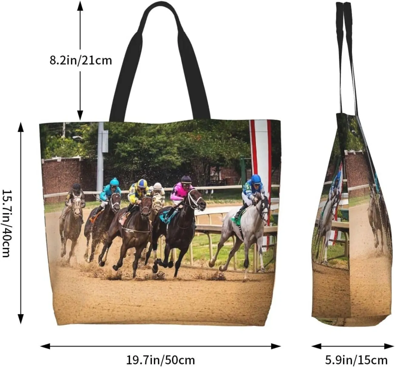 Horse Race Cool Tote Bag Beach Bag Large Capacity Grocery Bag Reusable Shopping bags for Women