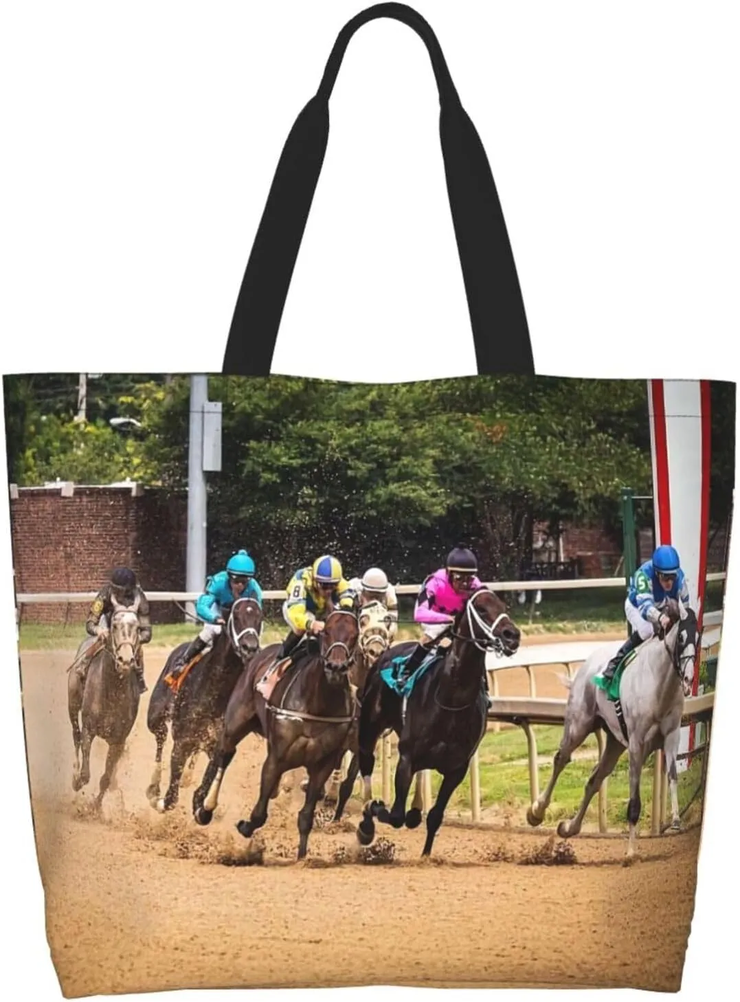 Horse Race Cool Tote Bag Beach Bag Large Capacity Grocery Bag Reusable Shopping bags for Women