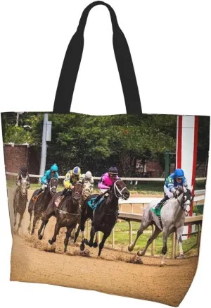 Horse Race Cool Tote Bag Beach Bag Large Capacity Grocery Bag Reusable Shopping bags for Women