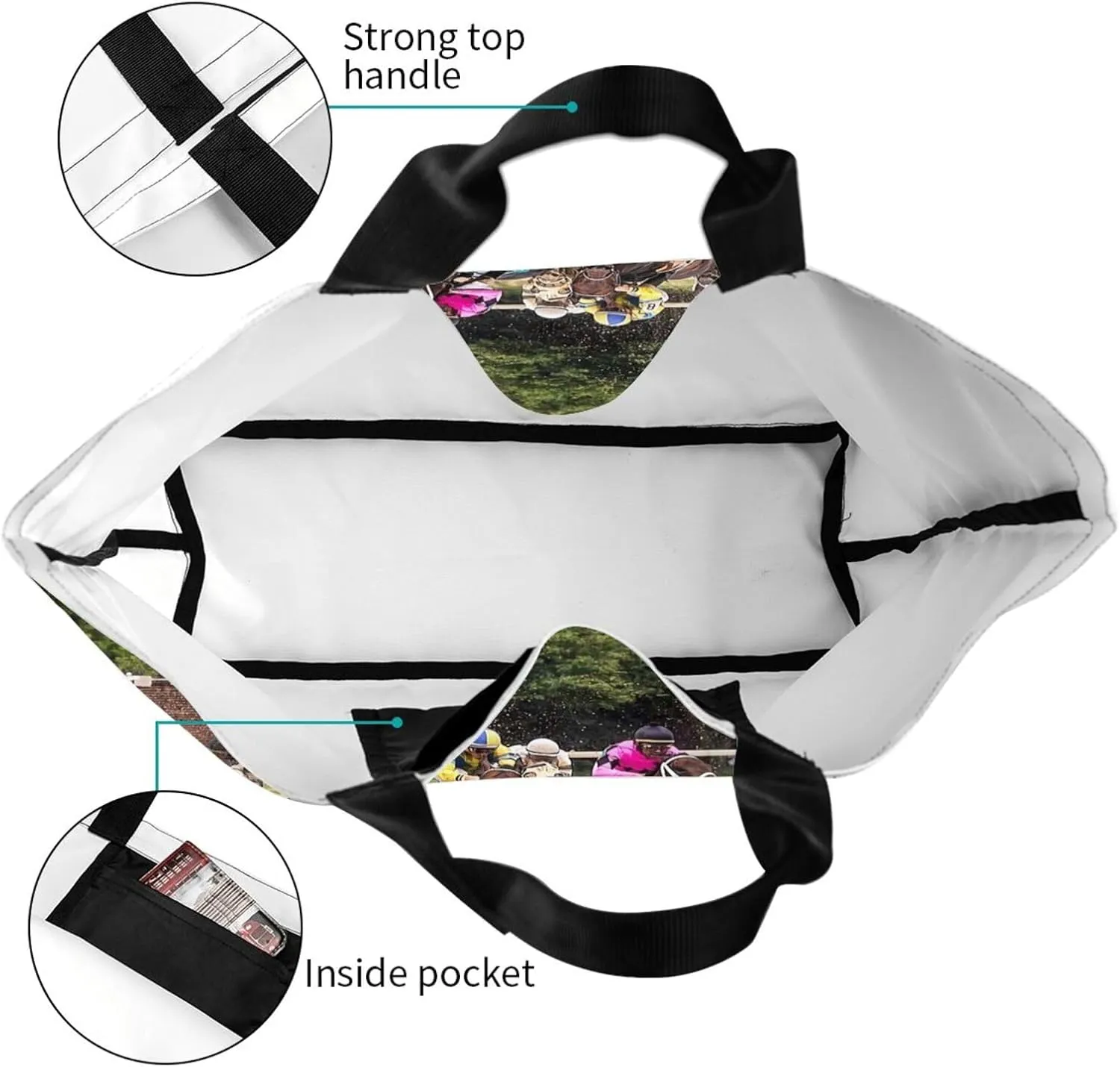 Horse Race Cool Tote Bag Beach Bag Large Capacity Grocery Bag Reusable Shopping bags for Women
