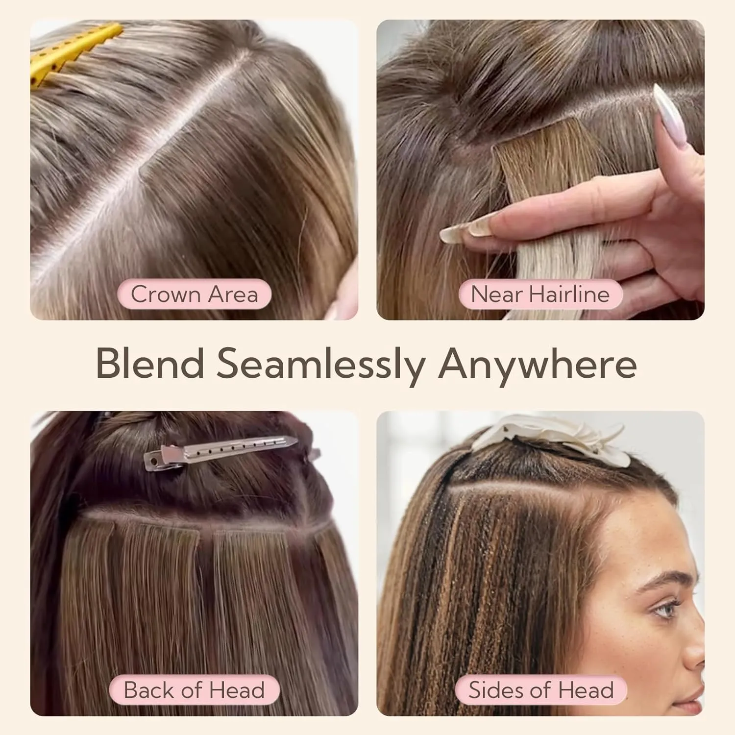 HOTBANANA Invisi Edge Tape in Hair Extensions Human Hair, 16inch 50g 20pcs Ombre Walnut Brown to Ash Brown and Bleach Invisible Tape in Extensions Straight Seamless Real Remy Hair Injected