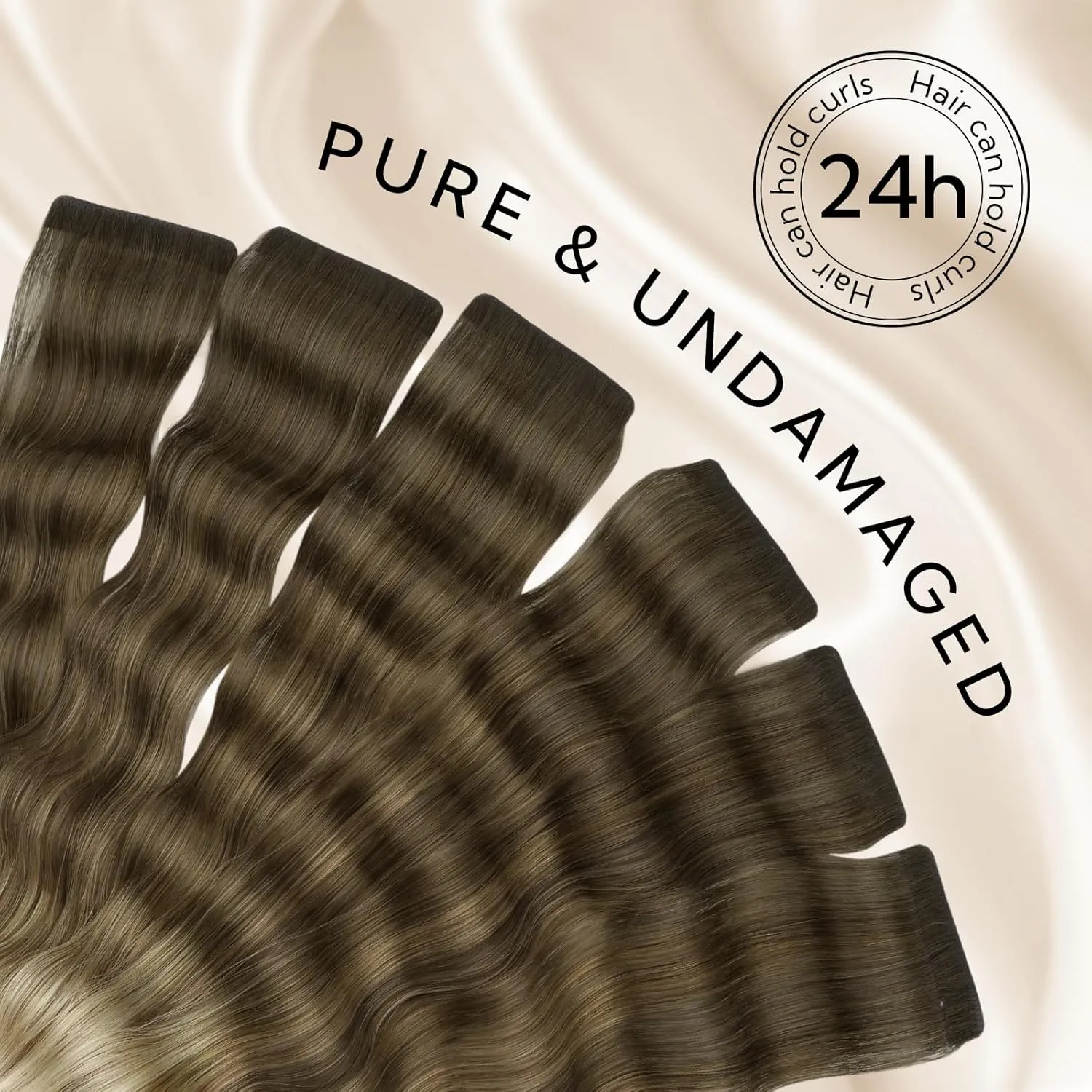HOTBANANA Invisi Edge Tape in Hair Extensions Human Hair, 16inch 50g 20pcs Ombre Walnut Brown to Ash Brown and Bleach Invisible Tape in Extensions Straight Seamless Real Remy Hair Injected