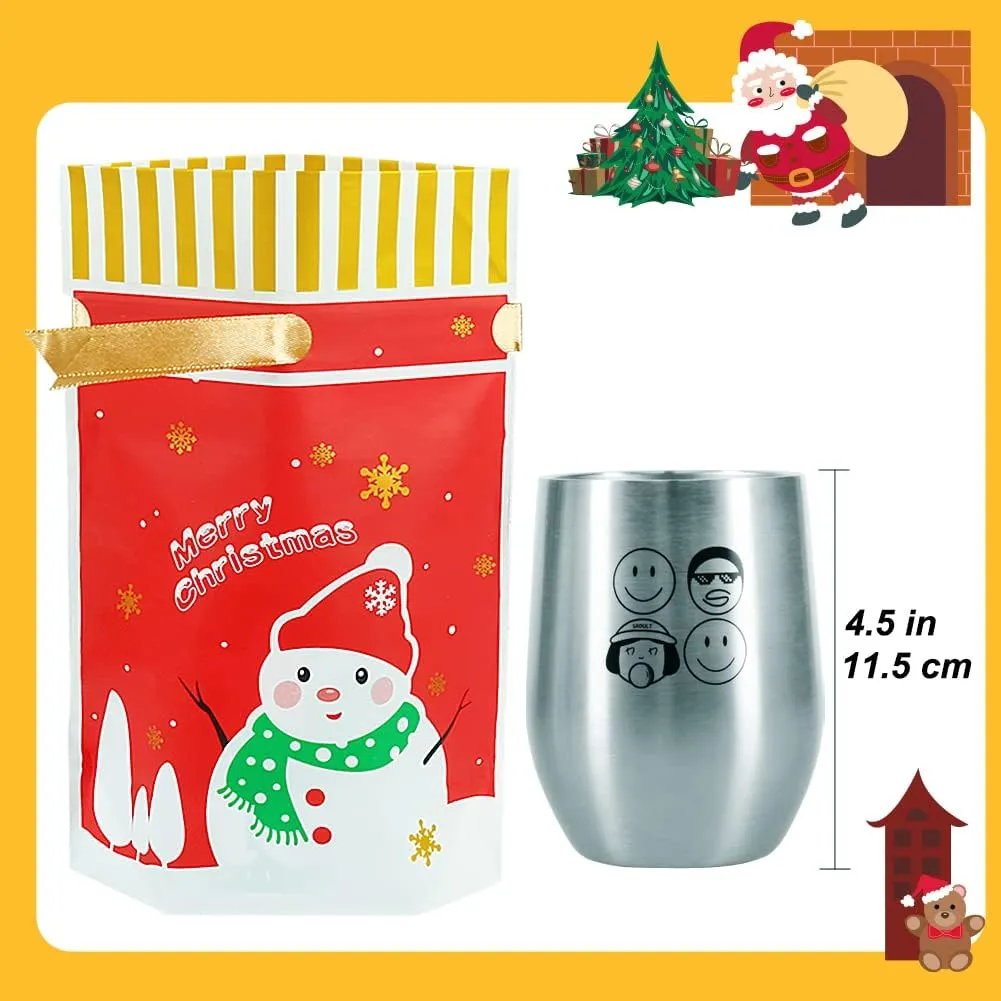 HRX Package 50pcs Christmas Goodie Bags, 5.8x9x2.4 inch Drawstring Candy Treat Bags for Food Cookies Gift Giving