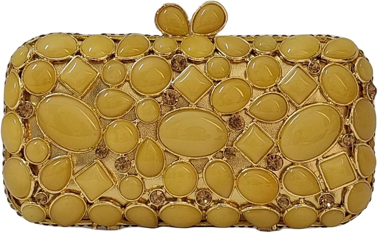 HUANG ZHUANG Agate Stones Evening Bags Wedding Crystal Clutch Women Party Handbag Glitter Rhinestone Purses Prom Bag
