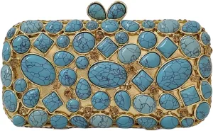 HUANG ZHUANG Agate Stones Evening Bags Wedding Crystal Clutch Women Party Handbag Glitter Rhinestone Purses Prom Bag