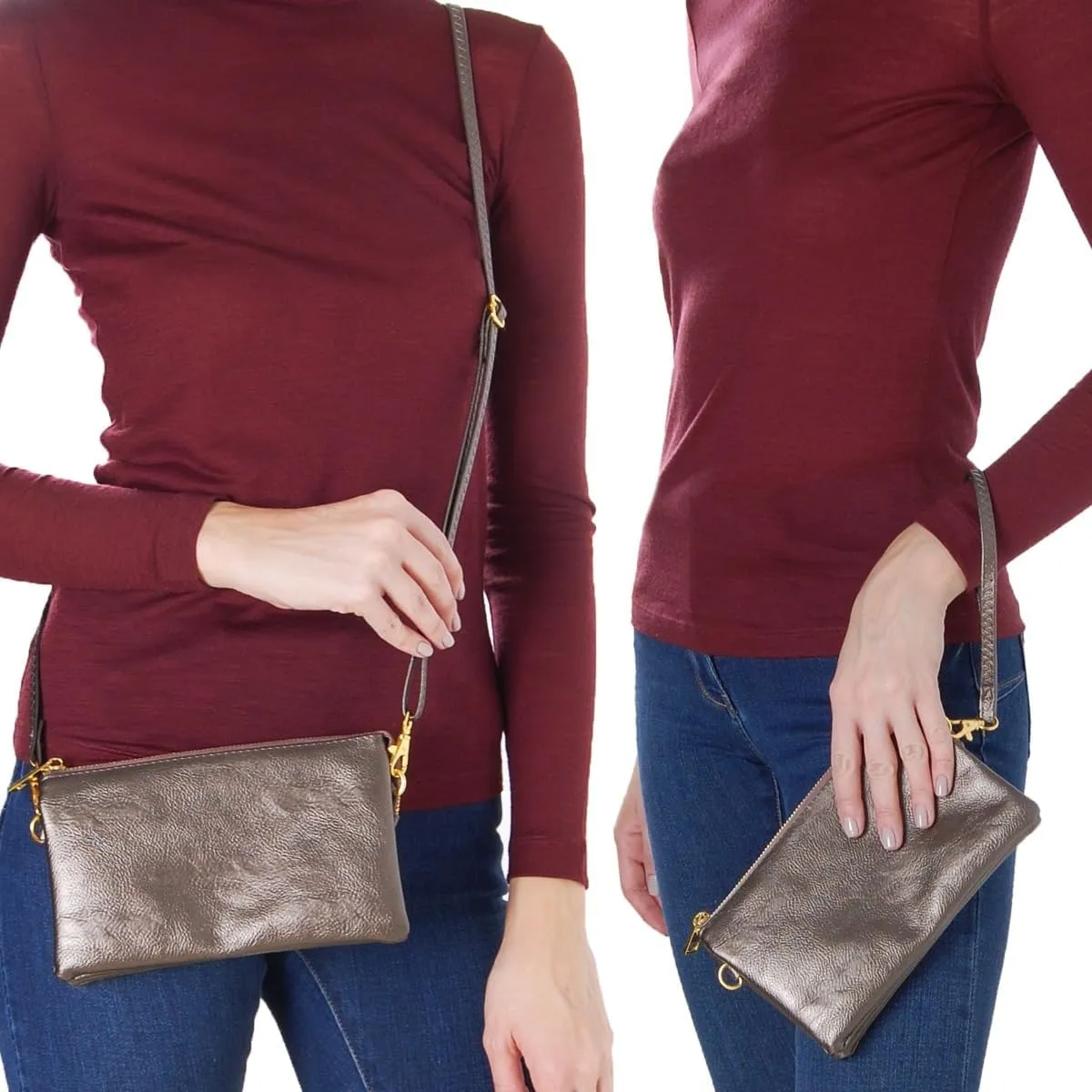Humble Chic NY Vegan Leather Wristlet Purse for Women - Small Clutch Purse with Shoulder and Wrist Straps