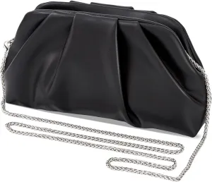 Huralona Dressy Pleated Vegan Leather Clutch Purse Bag for Women Super Chic Soft PU Evening Purse Handbag
