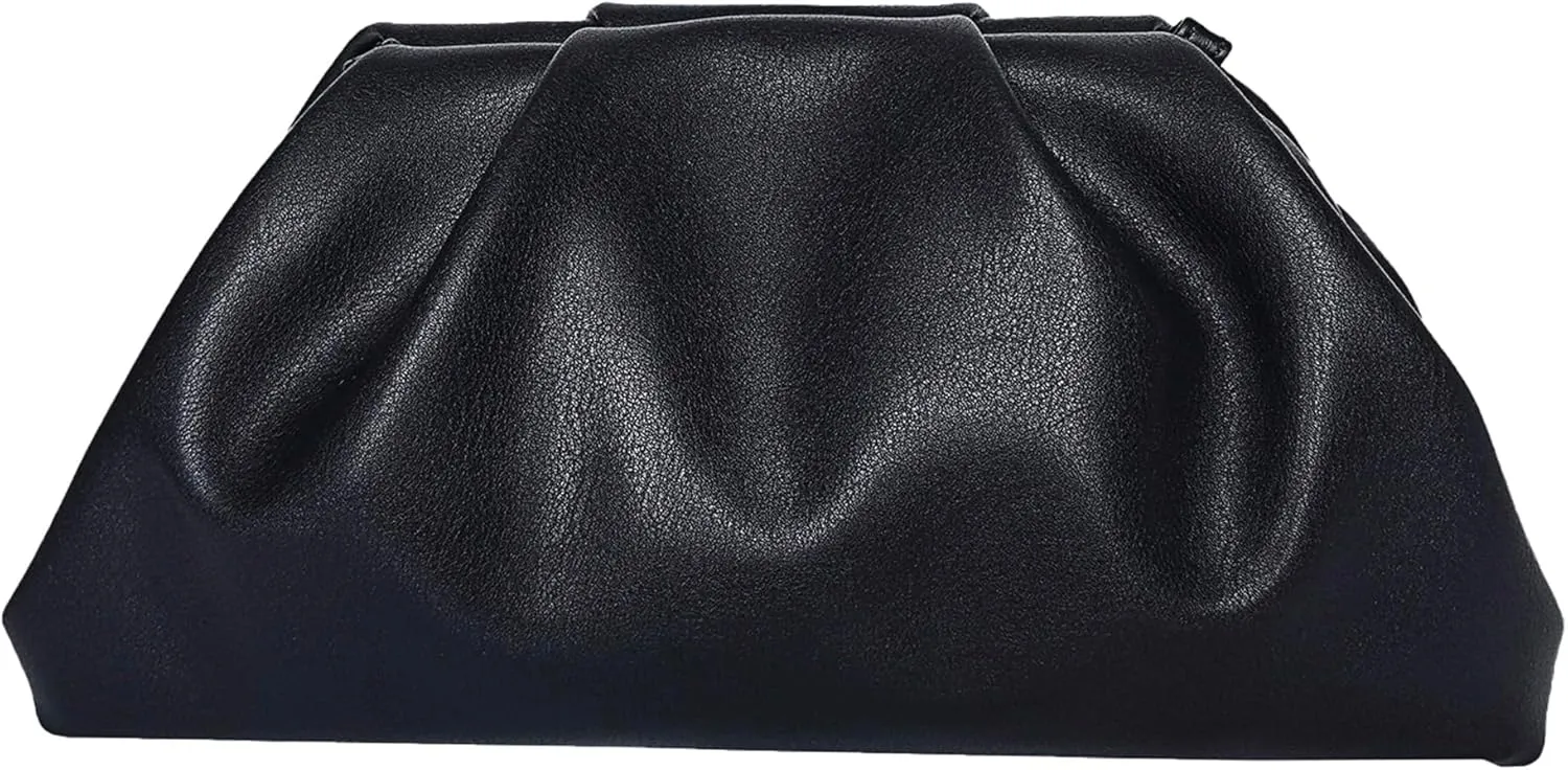 Huralona Dressy Pleated Vegan Leather Clutch Purse Bag for Women Super Chic Soft PU Evening Purse Handbag