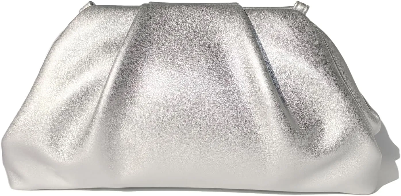 Huralona Dressy Pleated Vegan Leather Clutch Purse Bag for Women Super Chic Soft PU Evening Purse Handbag