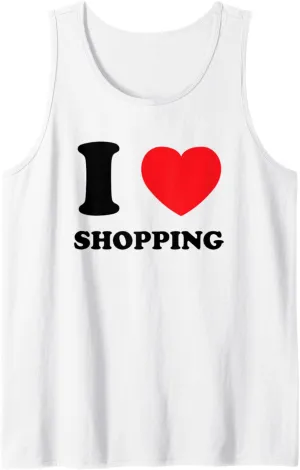 I Love Heart Shopping Shoes Dresses Clothes Handbag Purse Tank Top