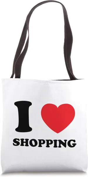 I Love Heart Shopping Shoes Dresses Clothes Handbag Purse Tote Bag