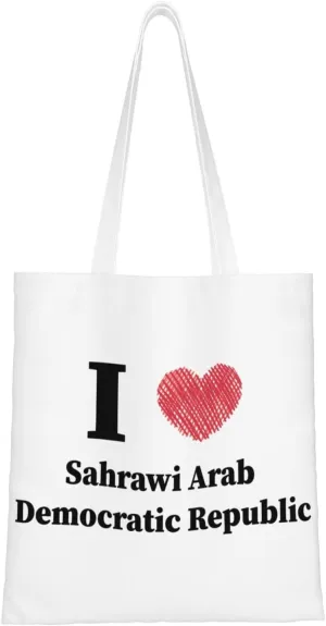 I Love Sahrawi Arab Democratic Republic Tote Bag for Women Canvas Shopping Bags Reusable Beach Bag Grocery Bags Tote Shoulder Bag Gift Bags