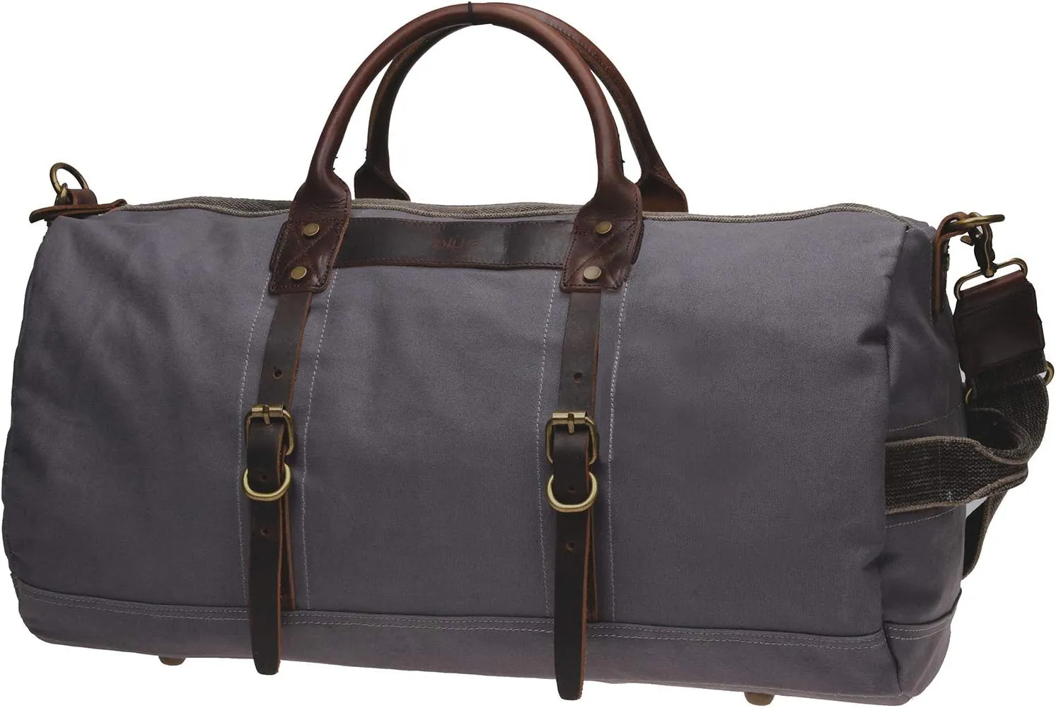 IBLUE 21in X-Large Durable Canvas Weekend Travel Tote Genuine Leather Trim Carryon Handbag Overnight Bag Sports Duffel Shoulder Bag Gym Tote With Pockets