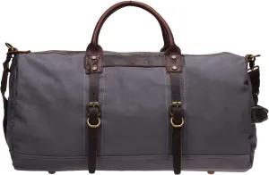 IBLUE 21in X-Large Durable Canvas Weekend Travel Tote Genuine Leather Trim Carryon Handbag Overnight Bag Sports Duffel Shoulder Bag Gym Tote With Pockets