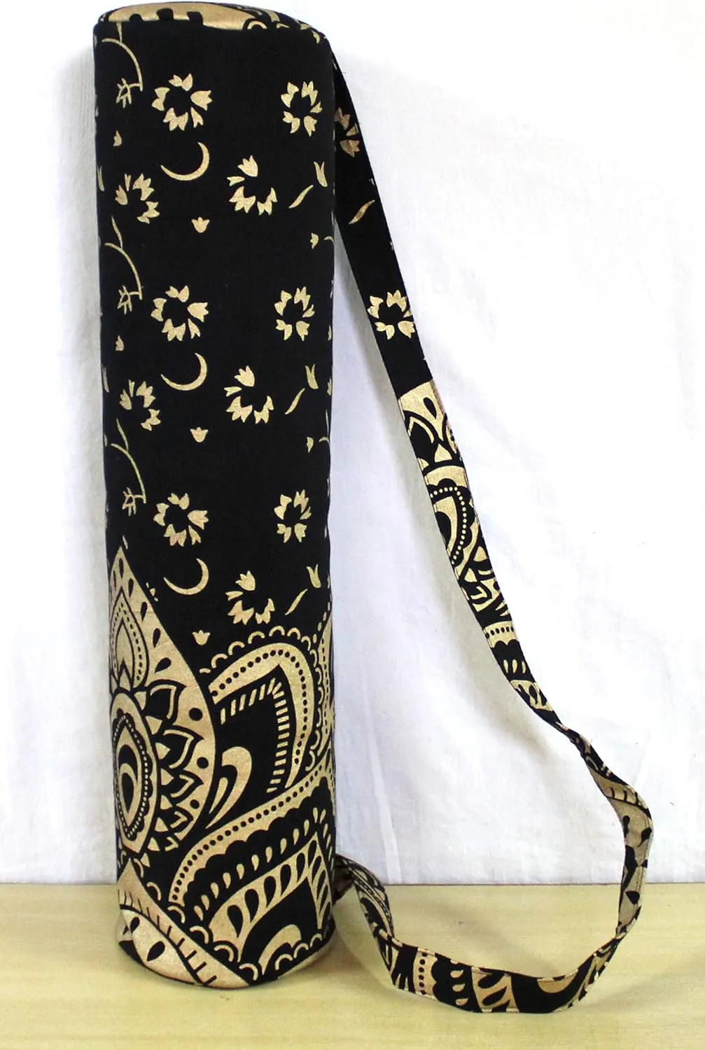 ICC Black Gold Mandala Full-Zip Exercise Yoga Mat Carry Bag Gym Beach Pilates Carrier Bags Hippie Mandala Indian Cotton Bag