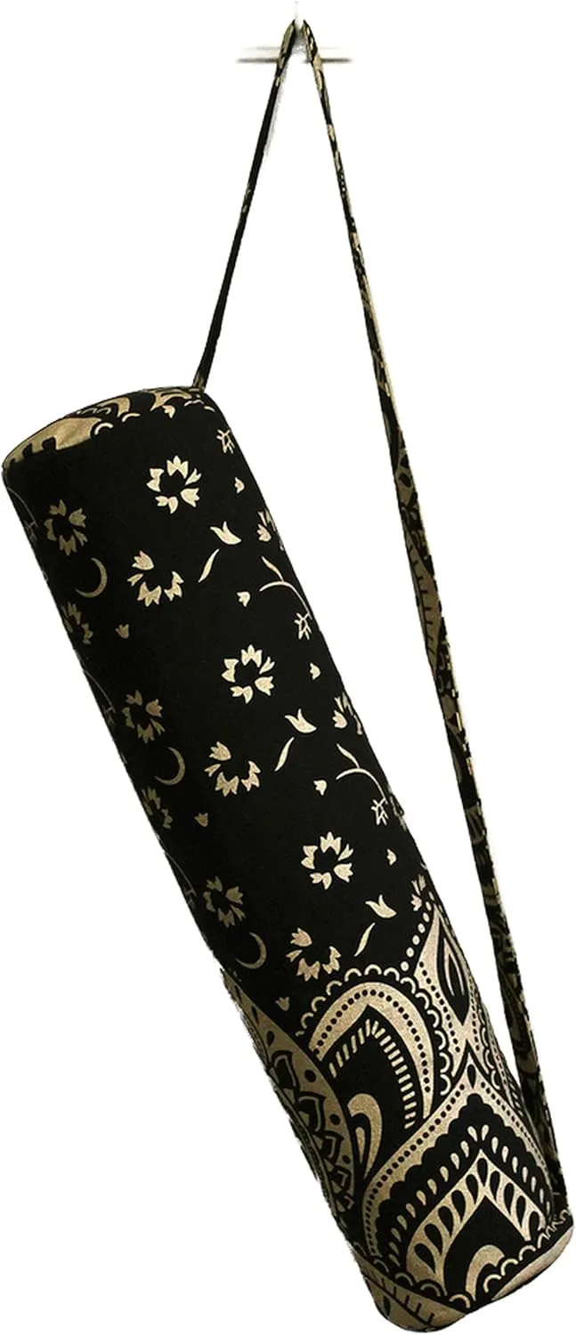 ICC Black Gold Mandala Full-Zip Exercise Yoga Mat Carry Bag Gym Beach Pilates Carrier Bags Hippie Mandala Indian Cotton Bag