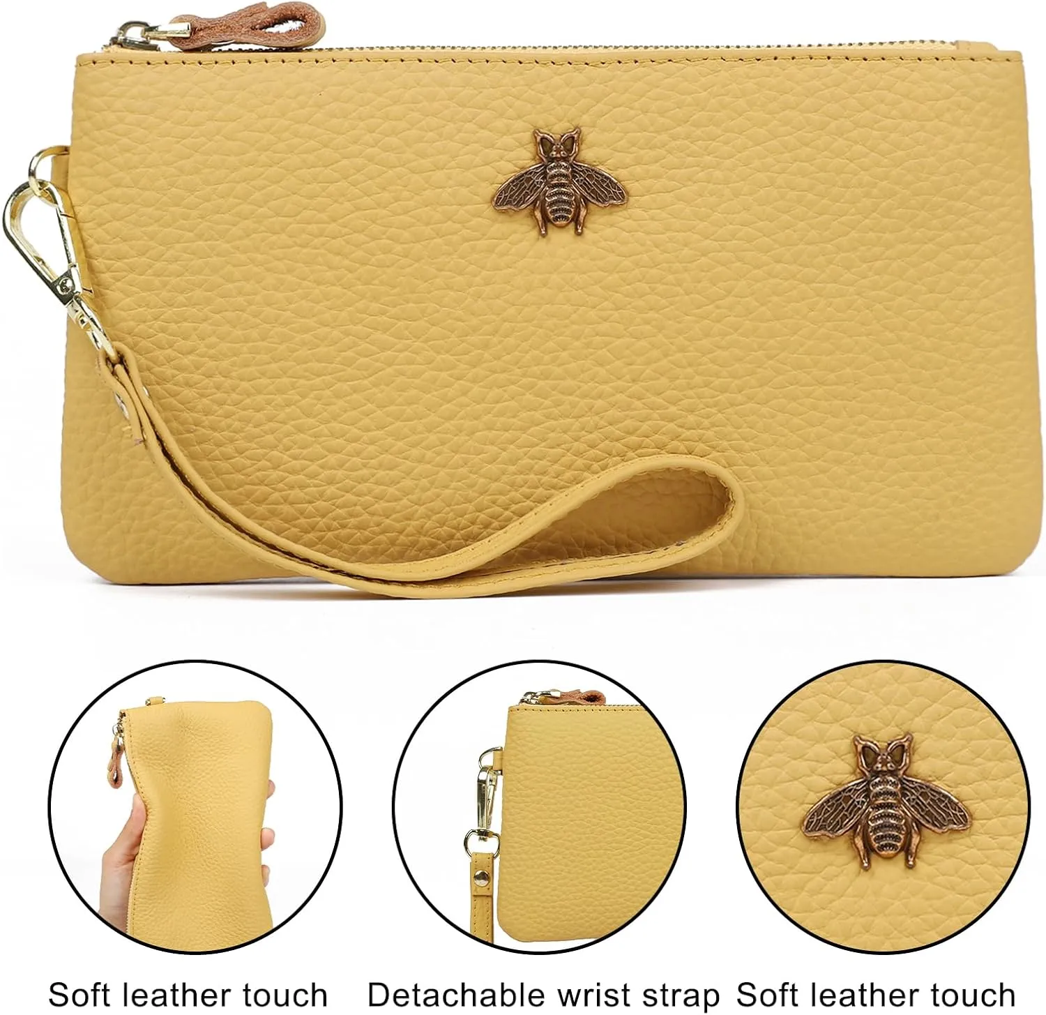 imeetu Women's Wristlet Clutch Purse Leather Cell Phone Wallet Handbag with Wrist Strap