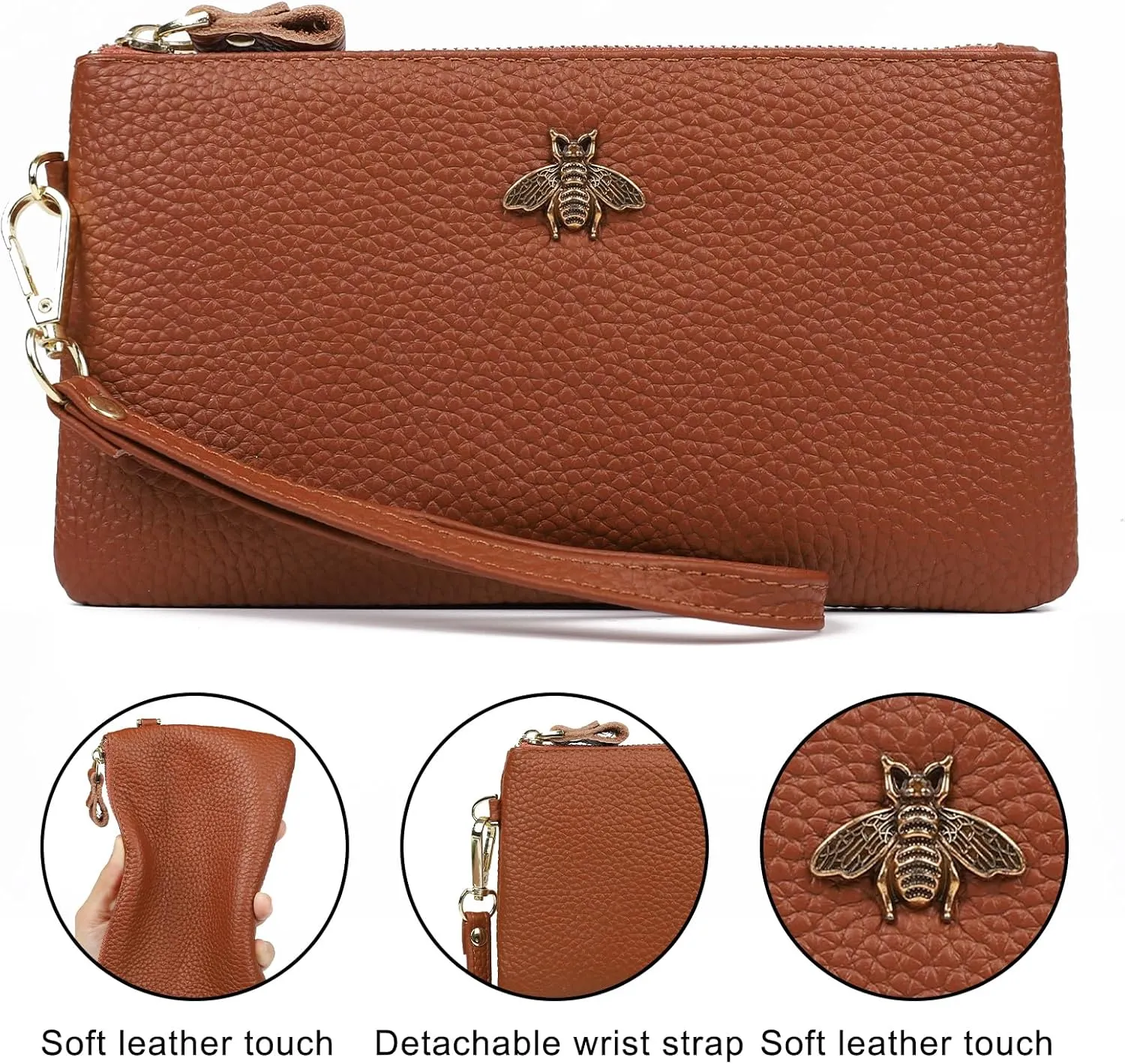 imeetu Women's Wristlet Clutch Purse Leather Cell Phone Wallet Handbag with Wrist Strap