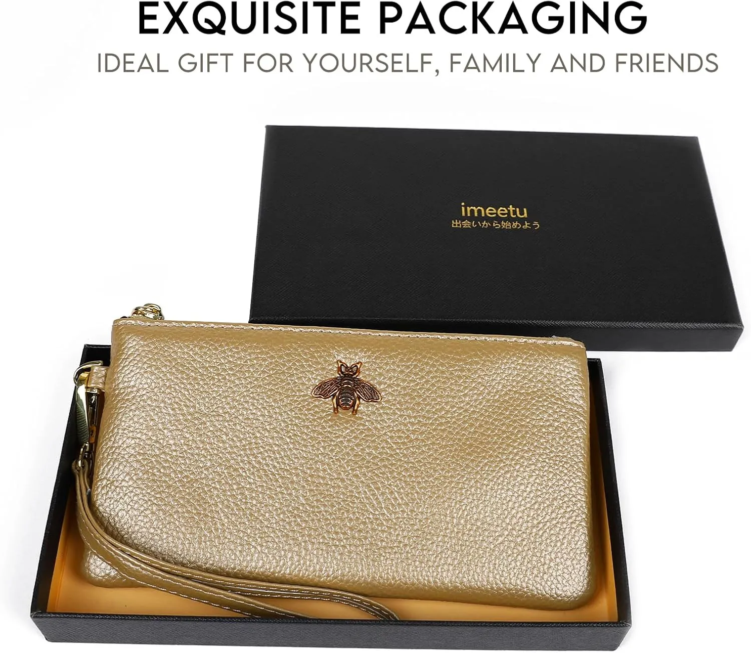 imeetu Women's Wristlet Clutch Purse Leather Cell Phone Wallet Handbag with Wrist Strap