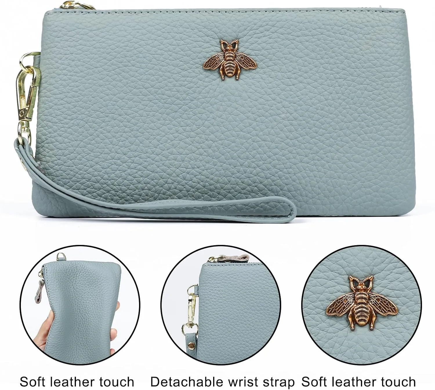 imeetu Women's Wristlet Clutch Purse Leather Cell Phone Wallet Handbag with Wrist Strap