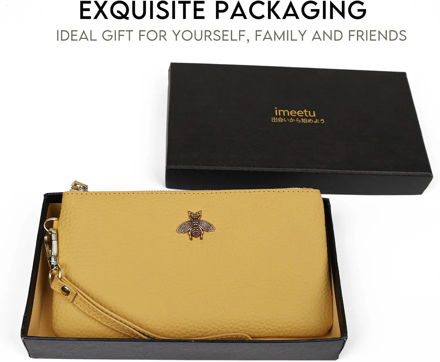 imeetu Women's Wristlet Clutch Purse Leather Cell Phone Wallet Handbag with Wrist Strap