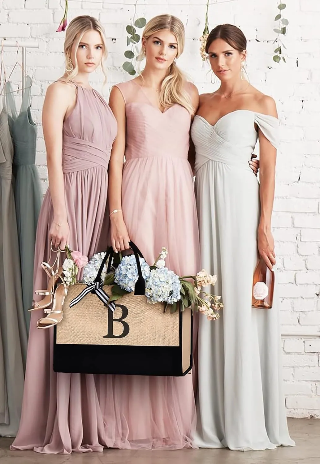 Initial Canvas Tote Bag Birthdays Gift for Women Mom Teacher Friend Bridesmaid,Custom for Wedding Beach Holidays