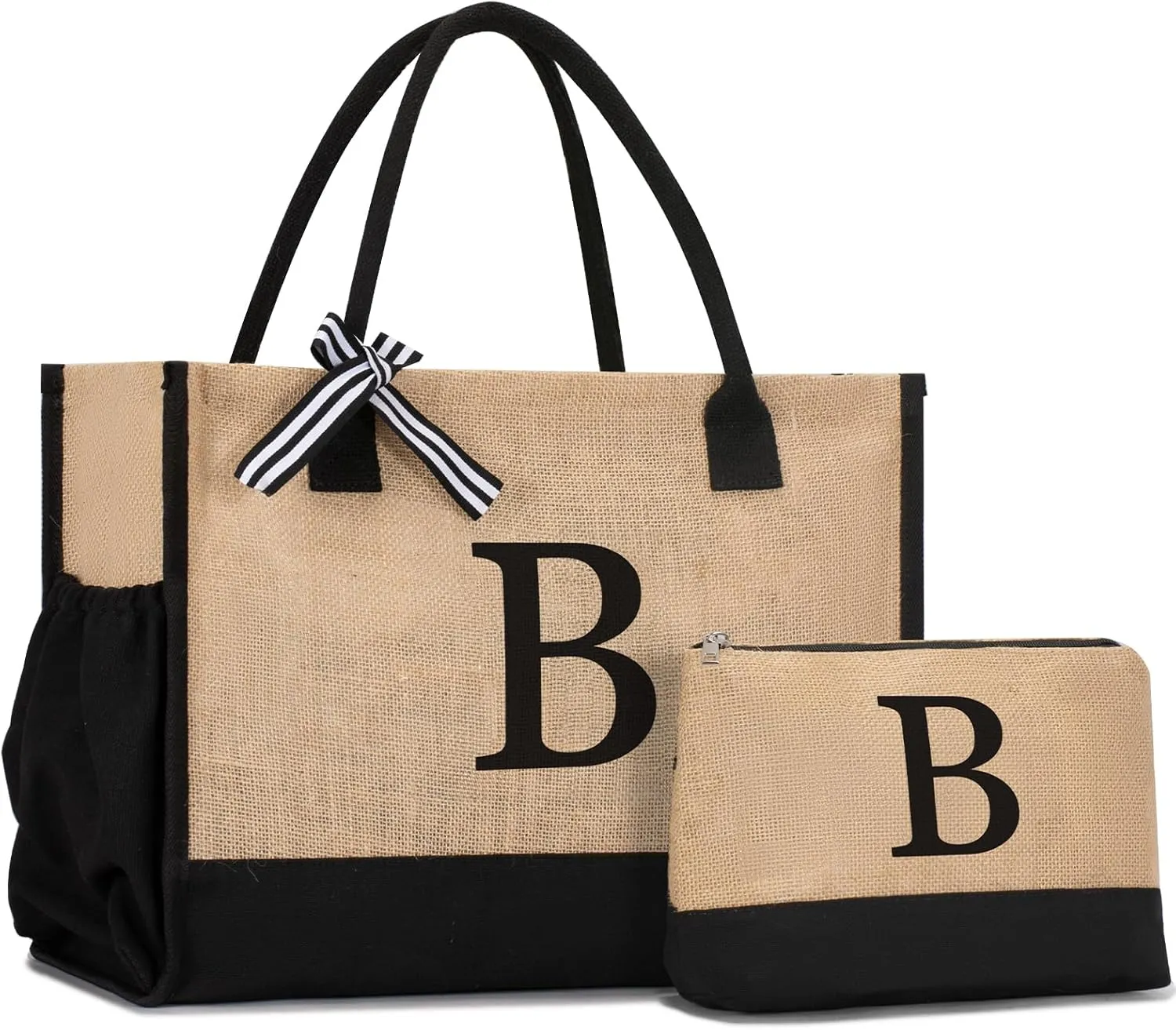 Initial Canvas Tote Bag Birthdays Gift for Women Mom Teacher Friend Bridesmaid,Custom for Wedding Beach Holidays